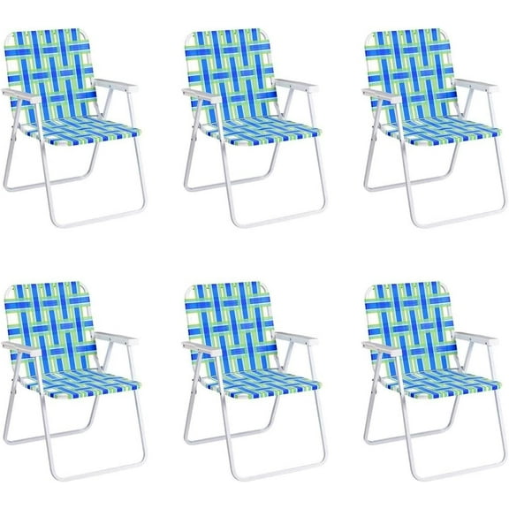 HAPPYGRILL 6 Pack Folding Chairs Set Portable Lightweight Web Dining Chair for Patio Garden Beach Party