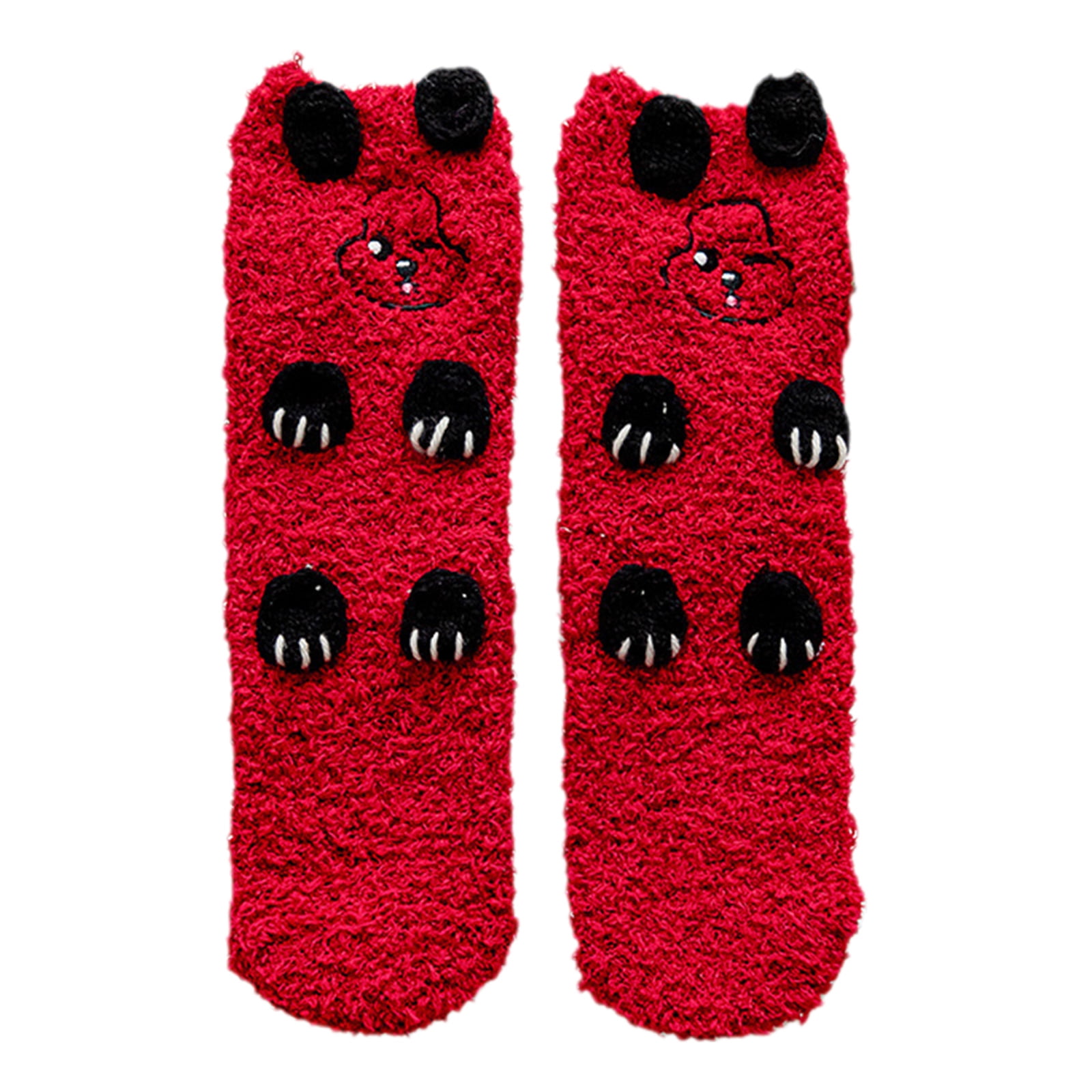 GENEMA Women Coral Velvet Fuzzy Slipper Socks Cute Animal