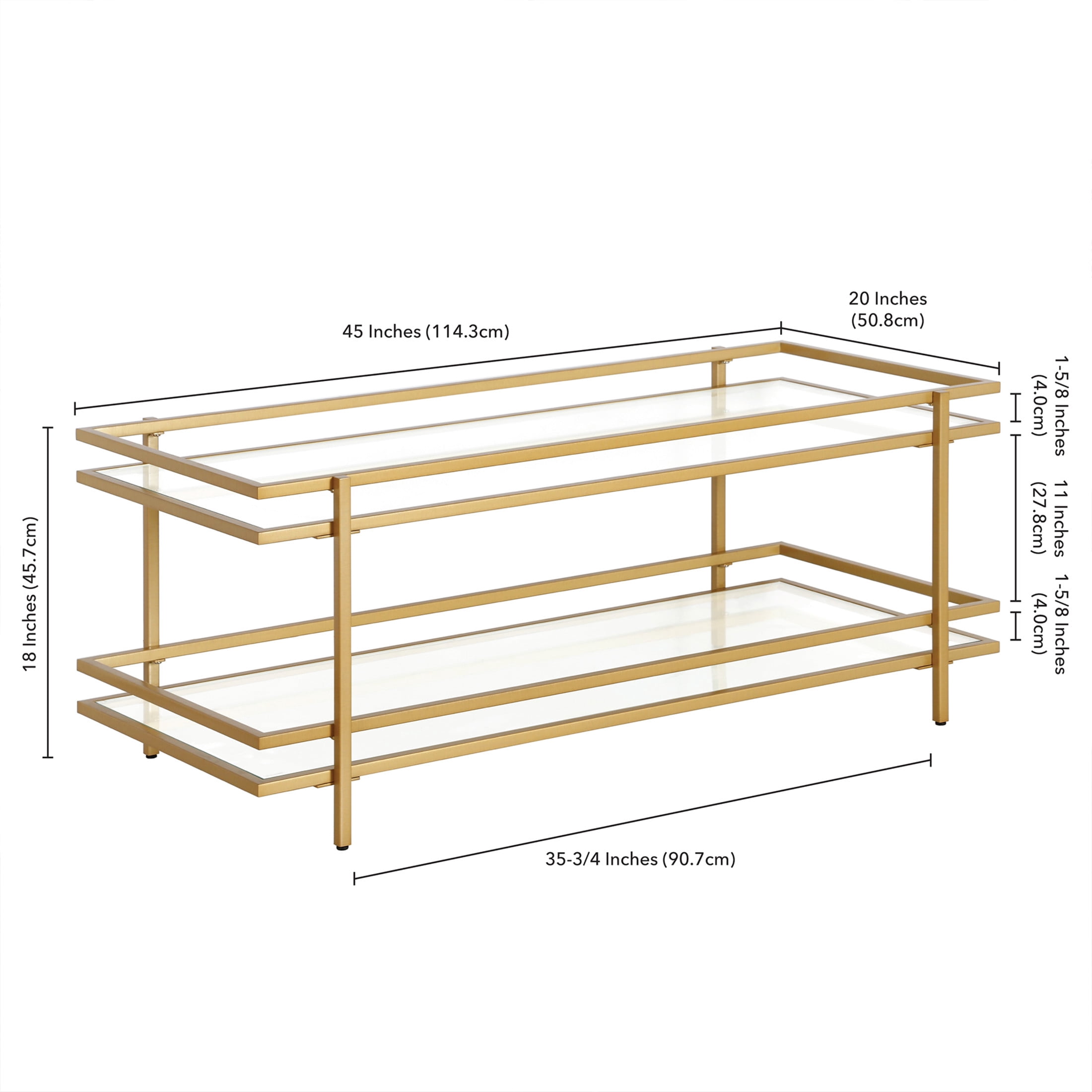 Evelyn&Zoe Robillard 45" Wide Rectangular Coffee Table in Brass