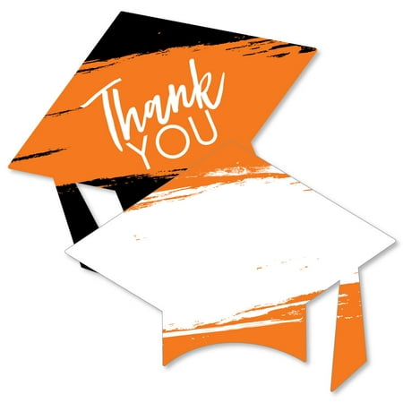 Orange Grad - Best is Yet to Come - Shaped Thank You Cards - Orange Graduation Party Thank You Note Cards with