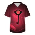 thumbnail image 1 of Hazbin Hotel Hombres de manga corta con cuello en V Impreso pecho bolsillo Top Vermilion/2XL, 1 of 3