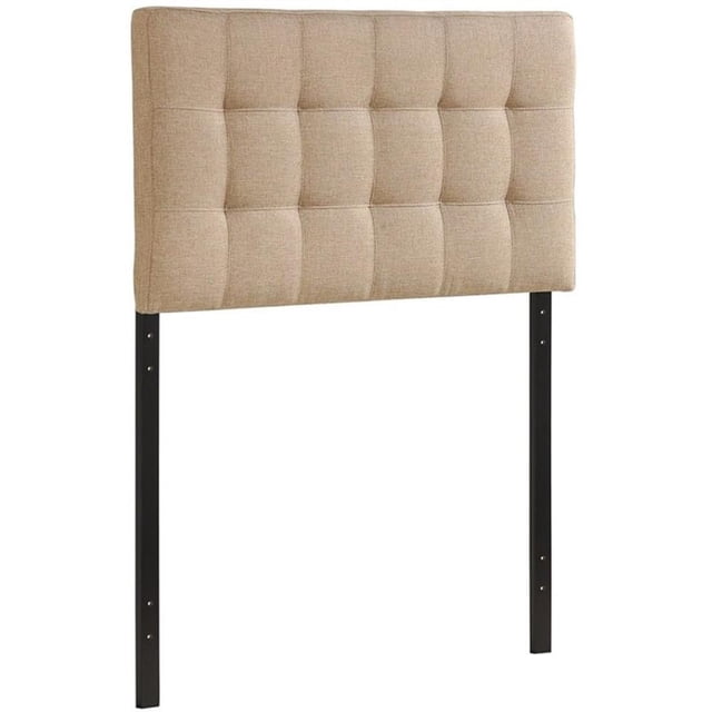 Pemberly Row Tête de Lit Rembourrée en Tissu de Polyester pour Lit Simple, Beige