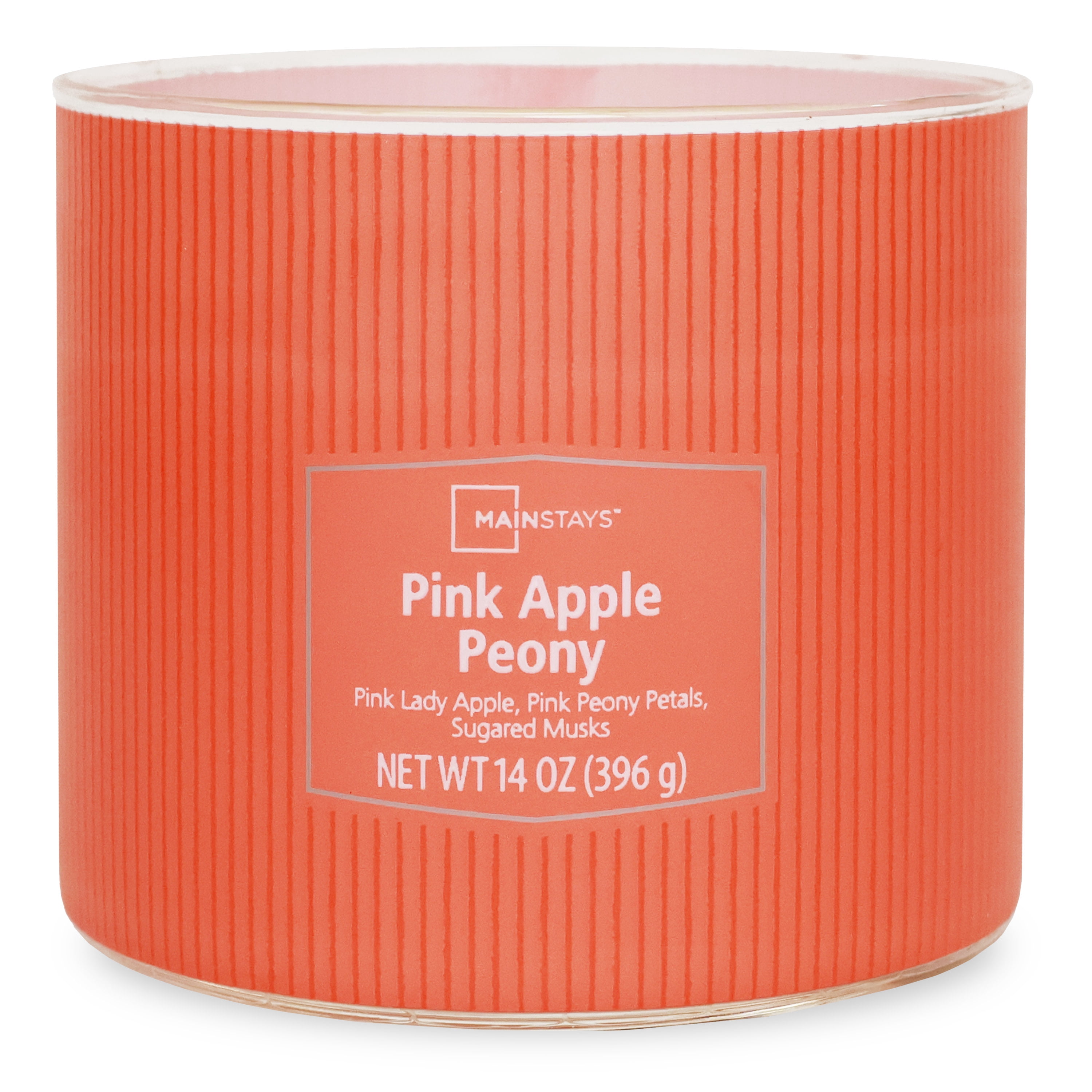 Mainstays Apple Peony Fragrance 3-Wick Textured Wrapped Jar Candle, 14 oz