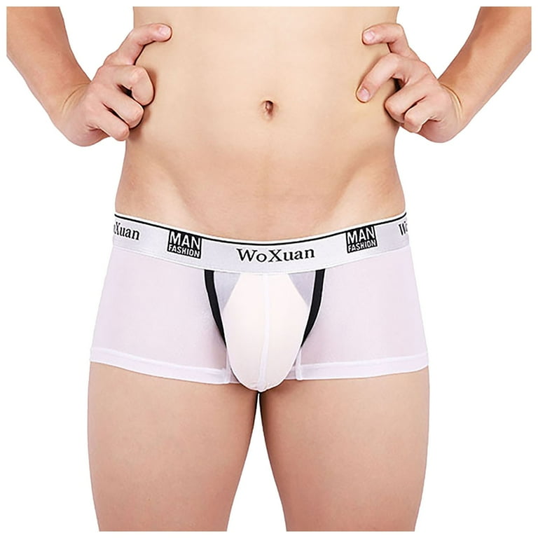 Lopecy-Sta Men Underwear Comfortable Sweat-absorbent Ice-Silk Cool Boxer  Splic Briefs Boxers for Men Sales Clearance Mens Boxer Briefs Gray - XXL 