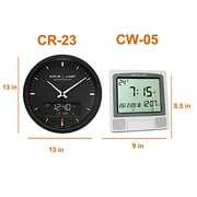 AlFajr CR-23 Digital Wall and Table Clock with Automatic Athan Prayer Alarm Clocks – Showcasing 5 Adhan Reciters in a Stylish Black Design.