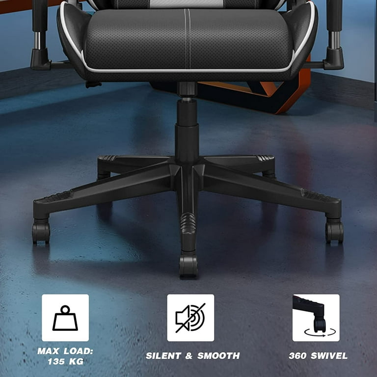 GTPLAYER Gaming Chair w/Footrest, Lumbar Support, Height Adjust, 360°  Swivel