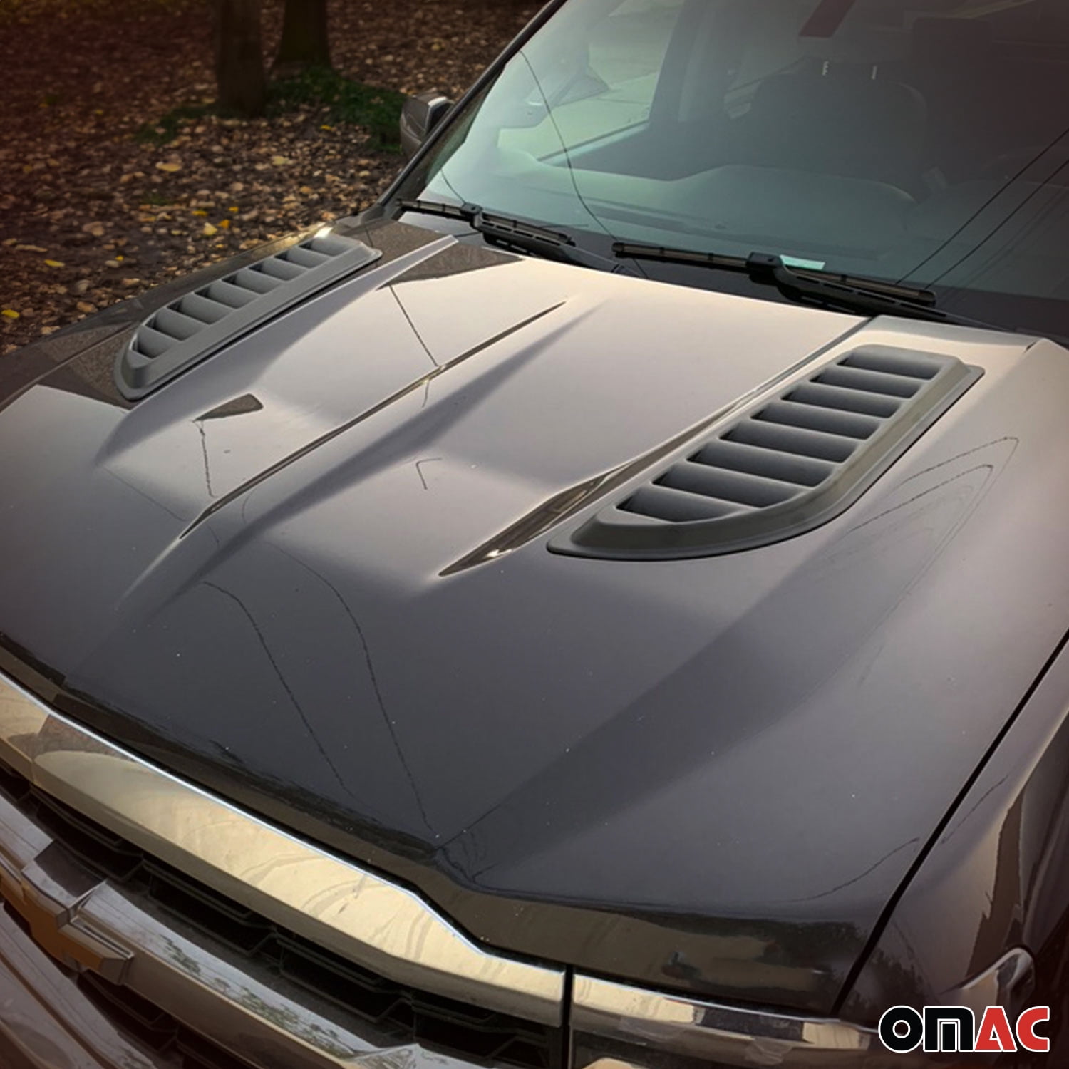 OMAC Hood Scoop Vent Air Flow Intake for Ford Maverick 2022-2024 Black 2 Pcs