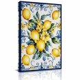 thumbnail image 3 of Canvas Wall Art Yellow Lemon Canvas Art Print Watercolor Fruit Vintage Flower Leaf Blue Pictures Wall Decor for Living Room Bedroom Artwork Decorations Stretched Framed Ready to Hang 12"x18", 3 of 9