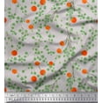 thumbnail image 1 of Soimoi Grey Cotton Duck Fabric Leaves & Orange Fruits Print Sewing Fabric Yard 42 Inch Wide, 1 of 3
