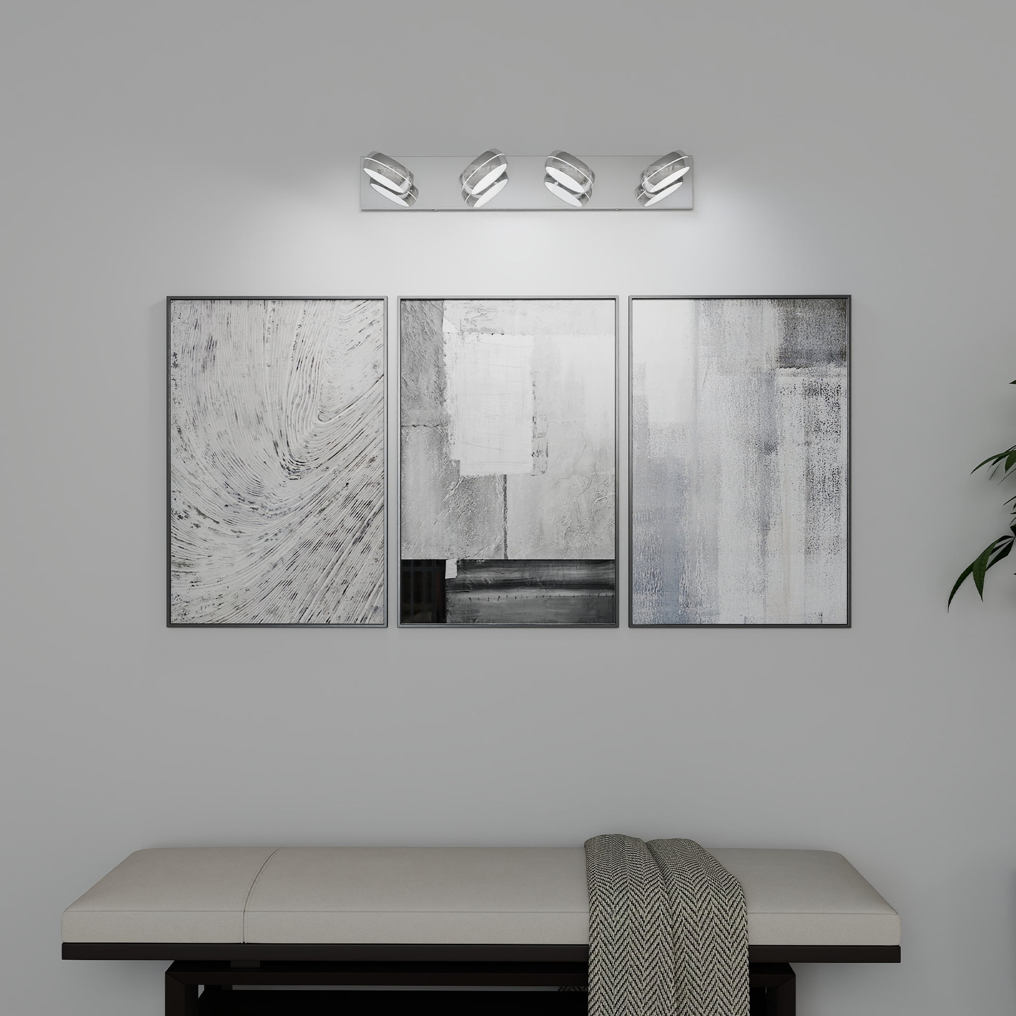 LED Vanity Lights 28in Bathroom Lights Fixtures over Mirror 4 Light LED Lighting Fixture for Bathroom 18W Mirror Lighting Fixture Modern Bath Light Bar Chrome Bath