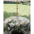 thumbnail image 3 of Outdoor Tablecloth with Umbrella Hole Zipper Spring Floral Round Tablecloth 54" Waterproof Outside Table Cloth Botanical Abstract Oil Painting Flowers Plant Patio Table Cover Tablecloths for Picnic, 3 of 8