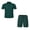 Green, variant on XiYing Golf Shorts Men, Men's Solid Color Short Sleeve Stand Collar Top with Pocket and Elastic Waist Shorts Set, Casual Summer Outfit, 1 Pack