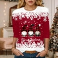 thumbnail image 2 of larppty Christmas Shirts for Women Trendy Xmas Gnome Graphic Tees 3/4 Sleeve Tops Crewneck Blouses Holiday Tshirts (Red, 3XL), 2 of 4