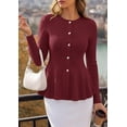 thumbnail image 6 of PRETTYGARDEN Women's Fall Lightweight Cardigan Sweaters | Long Sleeve Peplum Tops, Button Up, Slim Fitted, Flared Hem, Soft Ribbed Knit, Business Casual Outfits, Winter Trendy Clothes, 6 of 9