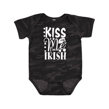 

Inktastic St. Patrick s Day Kiss Me I m Irish with Lips and Shamrocks Gift Baby Boy or Baby Girl Bodysuit