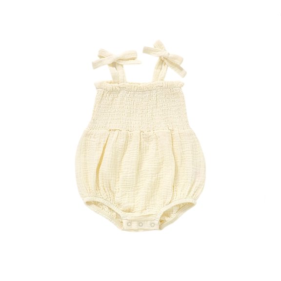 Gunia Toddler Boy Girl Outfit Knit Sleeper Bodysuit Lightweight Summer Romper Clothes Set Beige 6-12 Months
