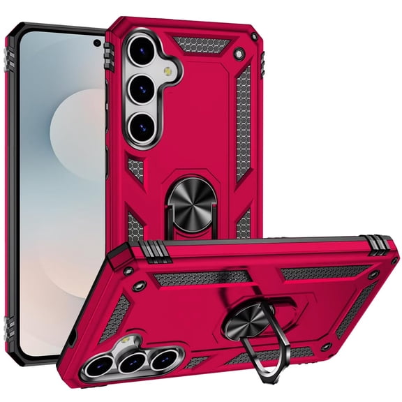 For Samsung s26 Ring Magnetic Kickstand Hybrid Case Cover - Hot Pink