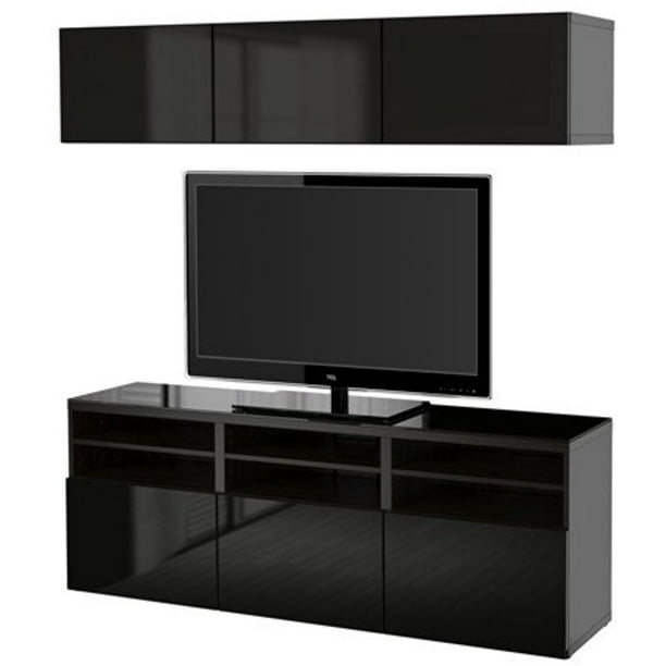 Ikea TV storage combination/glass doors, blackbrown, Selsviken high