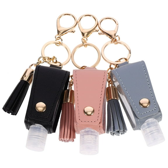 GAXIRE 3Pcs Assorted Color Refillable Travel Lotion Bottle Key Chain Small Empty Bottle Container for Travel