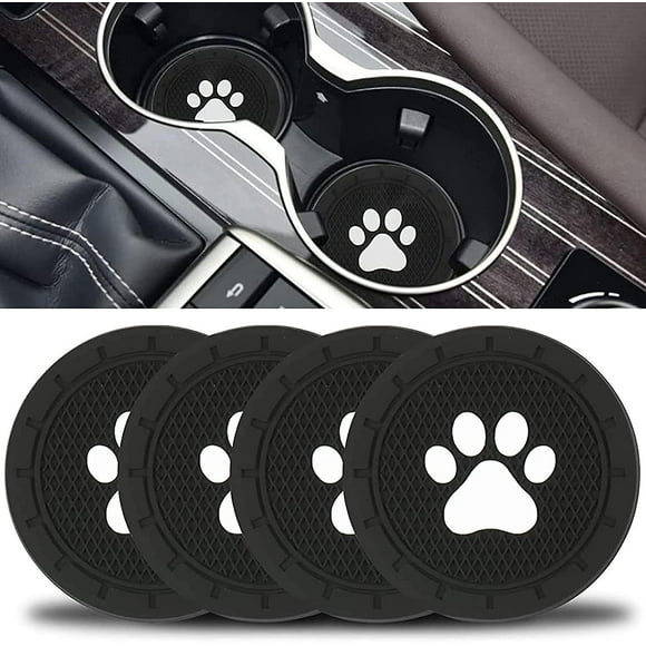 Car Cup Holder Coaster, 4pcs Pvc Paw Car Coaster, Universal Auto Anti Slip Cup Holder Insert Coaster, Car Interior Accessories-black