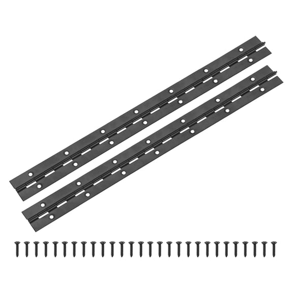Uxcell 2-Pack Black Continuous & Piano Hinges, 14x1.2x0.04" 304 Stainless Steel with Screws for Cabinets Door