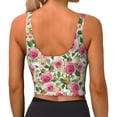 thumbnail image 3 of Fotbe Rose Flowers Pattern Womens' Sports Bra Longline Wirefree Padded with Medium Support Sports Moisture-Wicking Workou Vest,Tank Top-Large, 3 of 9