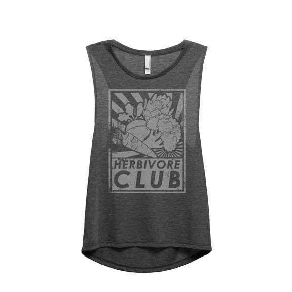 Herbivore Club Women's Fashion Sleeveless Muscle Workout Yoga Tank Top Charcoal Grey Large