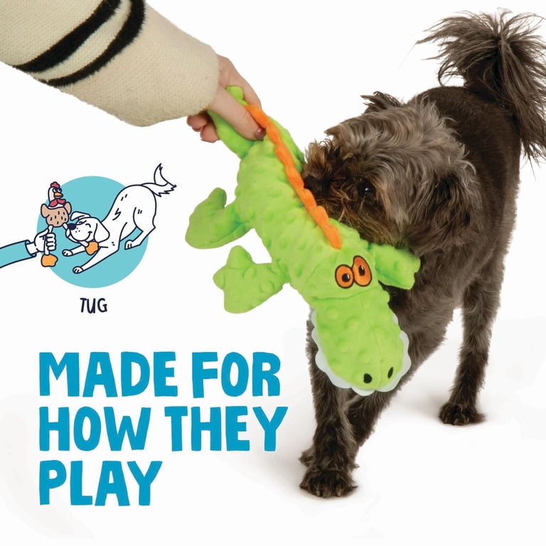 goDog Gator Plush Toy for Dogs with Chew Guard Technology for
