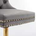 thumbnail image 5 of Bar Stools Set of 2, Adjustable Swivel Bar Stools, Velvet Upholstered Dining Chair Set with Button Tufted & Nailheads Trim, Bar Height Stool with Back & Footrest, Gray & Gold, 5 of 12