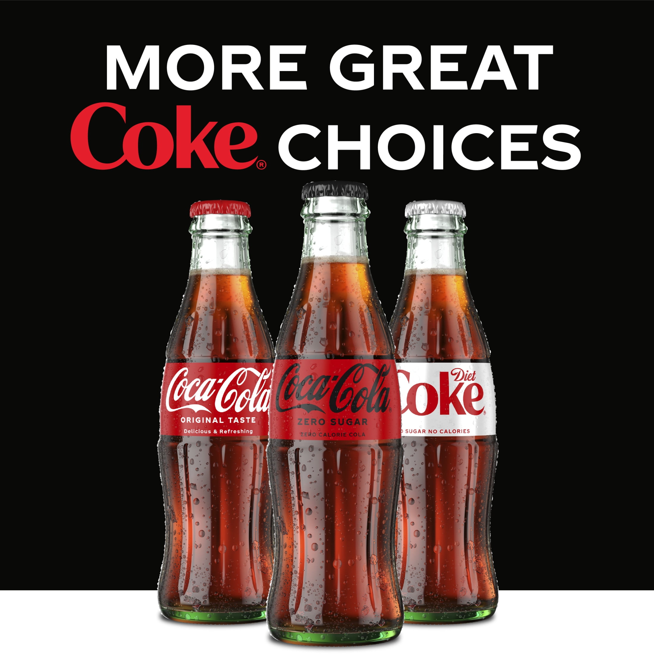 Coca-Cola Zero Sugar Soda Pop Glass Bottles, 8 fl oz, 6 Pack