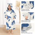 thumbnail image 4 of Wearable Blanket with Sleeves and Pocket Oversized Hooded Sweatshirt 3-14 YR Blue and White Fish M, 4 of 7