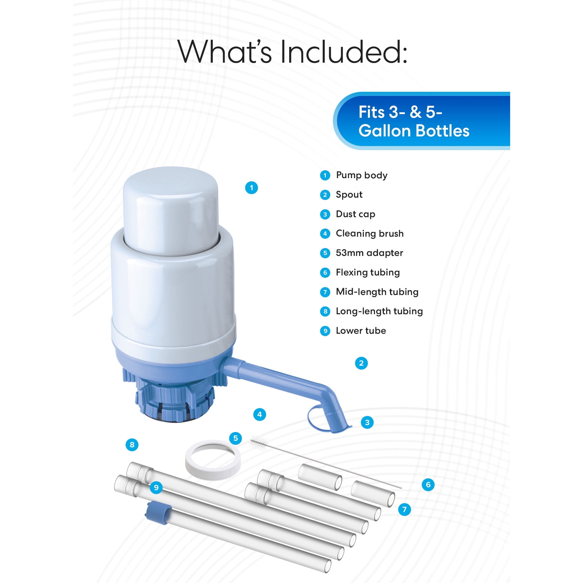 Brio Universal 5 Gallon Manual Beverage Water Pump Made of Sturdy Plastic, Blue