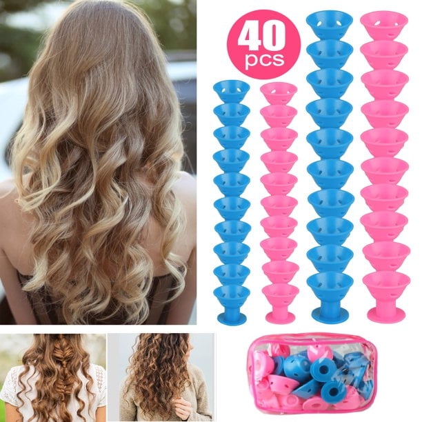 EEEkit 40pcs Magic Hair Rollers, Silicone Curlers Set, 20pcs Large and