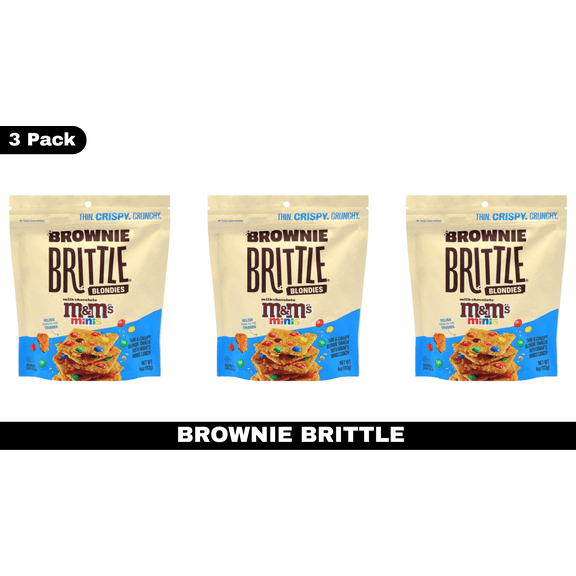Brownie Brittle Milk Chocolate M&M's Minis Blondies, Thin Crispy Brownie Snack, 4 oz Bags, Pack of 3