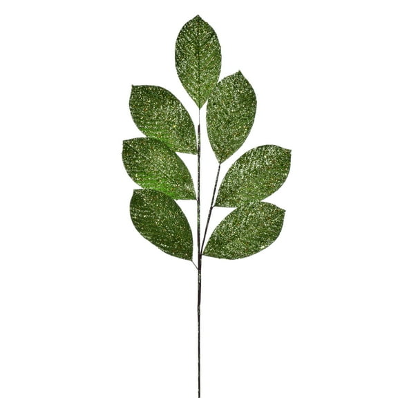 Vickerman 27" Artificial Lime Glitter Leaf Christmas Spray, 4 per bag