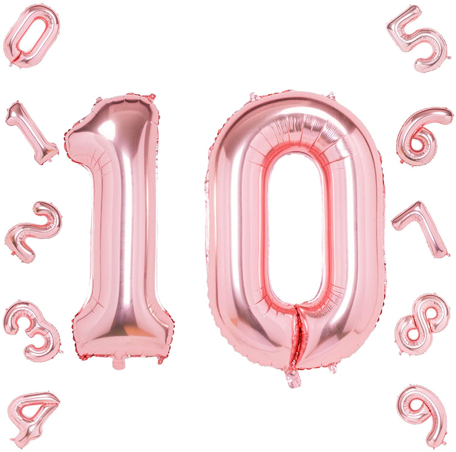Rose Gold Number 10 Rose Gold Number 10 Balloons,40 Inch Birthday Number Balloon Party Decorations Supplies Helium Foil Mylar Digital Balloons 