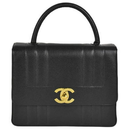 Pre-Owned Chanel CHANEL mademoiselle here mark handbag caviar skin black (Good)