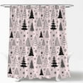 thumbnail image 4 of Christmas Tree Shower Curtain Pink Grey Black Xmas Tree Retro Christmas Tree Snowflake Merry Christmas Pine Pattern New Year Rustic Winter Holiday Fabric Bath Curtain Set with Hook, 4 of 4