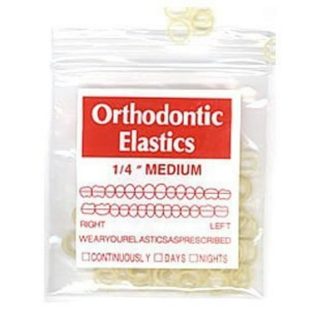100 pack orthodontic elastics bands 1/4 inch diameter great for
