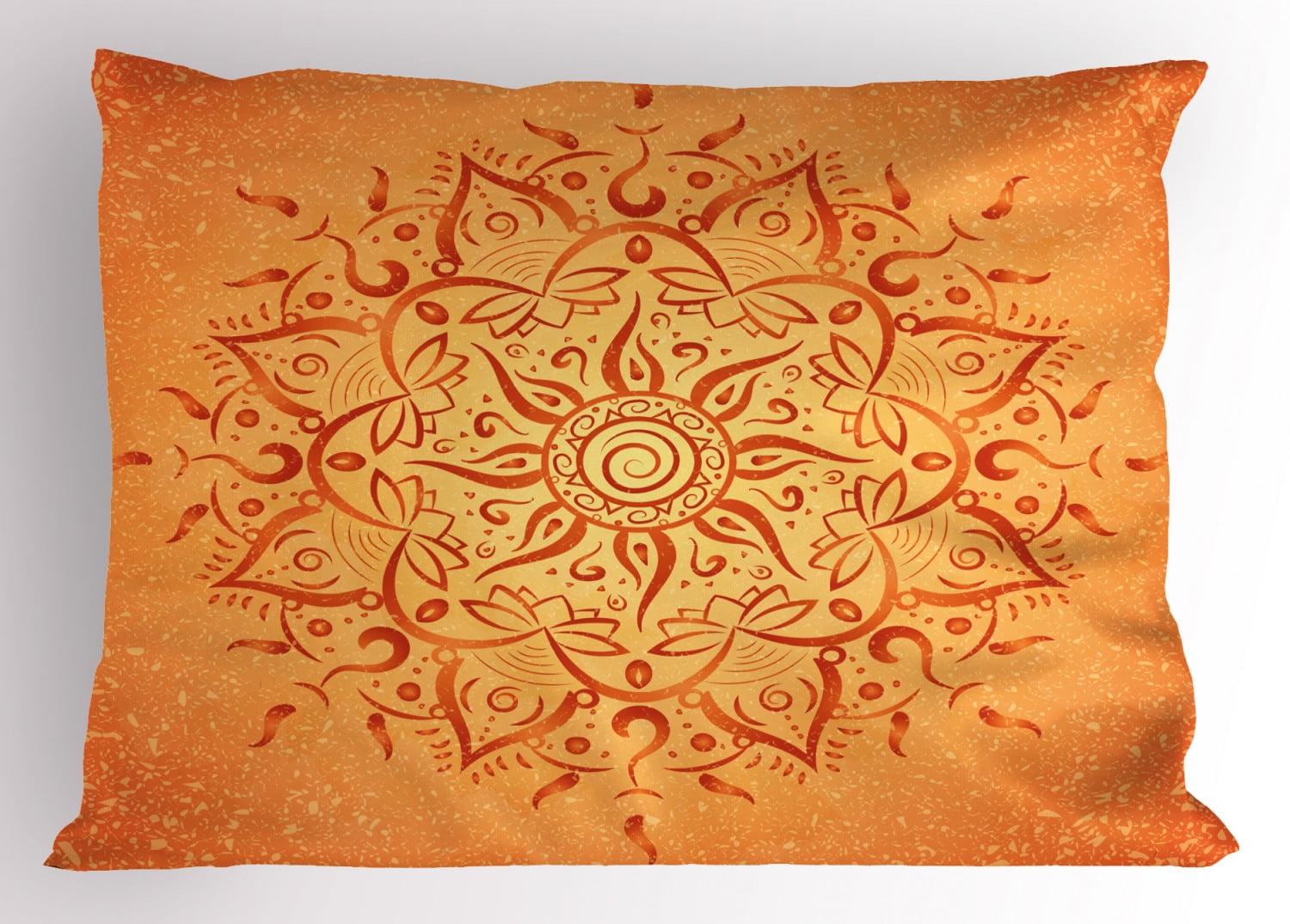 Lotus Pillow Sham African Tribal Ethnic Sun Pattern with Primitive Figures Icons Culture Artsy Print, Decorative Standard Queen Size Printed Pillowcase, 30 X 20 Inches, Dark Orange, by Ambesonne