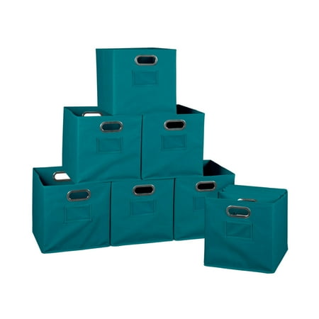 UPC: 0843532053744 | Niche Cubo Foldable Fabric Storage Bin Built Chrome Handles Set of 12 – Teal