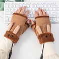 thumbnail image 3 of Guantes con calefacción de invierno Biking Cálido de punto Mittens USB Interior al aire libre Tamaño sin aislado térmico Suministros para el hogar Brown, 1 par Advancent HA011726-04, 3 of 7