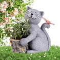 thumbnail image 6 of Dserhfy Solar Garden Flowerpot Cat Statue with LED Butterfly Waterproof Planter Pot Kitten Resin Figurine Sculpture Outdoor Porch Yard Lawn Decoration Ornament, 6 of 7