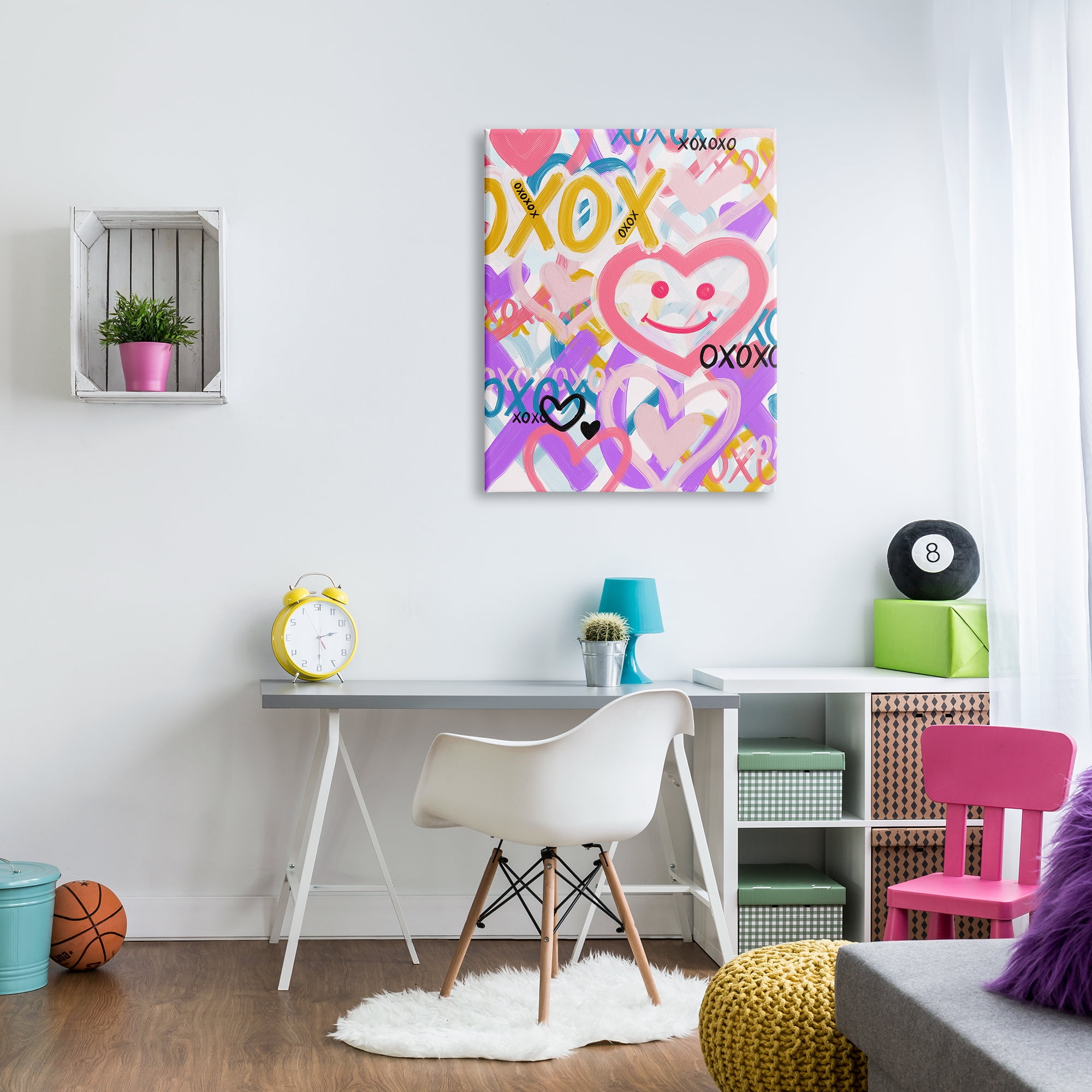 Stupell Industries Xoxo Urban Heart Shapes Abstract Painting Gallery Wrapped Canvas Art Print Wall Art, 30 x 40