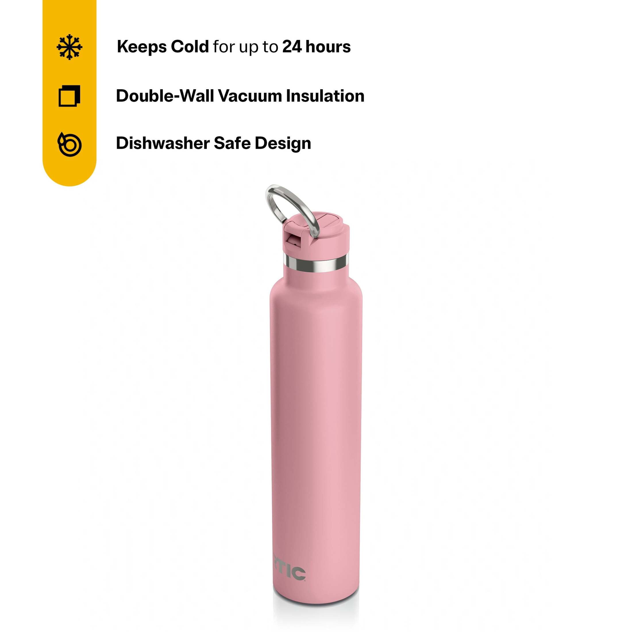 RTIC 26 oz Ceramic Lined Insulated Journey Water Bottle, Leak-Proof Lid, Dusty Rose
