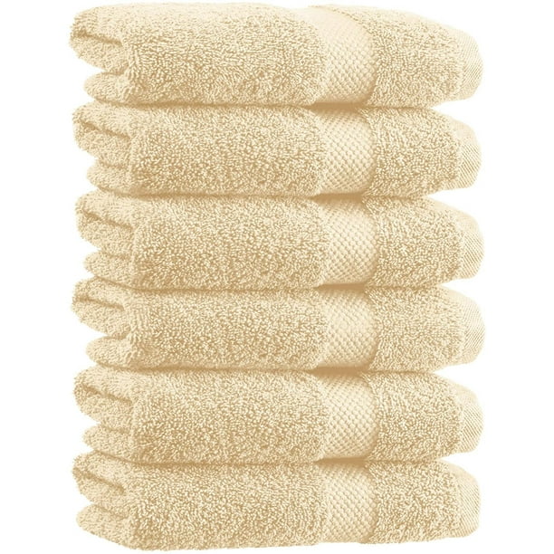 Luxury Beige Hand Towels Soft Cotton Absorbent Hotel Towel 6Pack