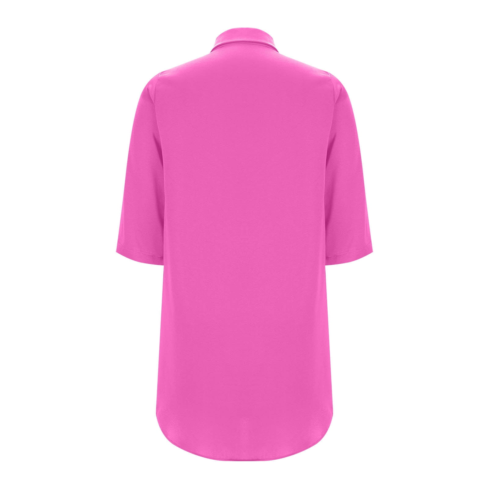 JGGSPWM Women's Casual Button Down Maxi Shirt Dress 3/4 Sleeve Solid Turn Down Collar Shirt Tunic Long Dress Pink XL