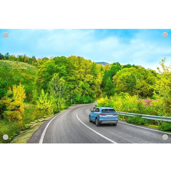 7x5ft Highway Forest Driving Backdrop, Polyester Fabric Banner Decorative Curtains for Theme Party, Wedding Birthday Baby Shower Photoshoot Background Decoration Video Studio Props