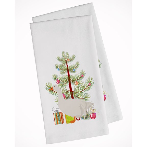 Carolines Treasures BB9269WTKT Sebastopol Goose Christmas White Kitchen Towel Set of 2 Dish Towels Teal 19 X 25"
