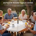 thumbnail image 2 of Round Outdoor Tablecloth with Umbrella Hole and Zipper, Orange Beige Stripe Tablecloth with Elastic Waterproof, Modern Art Horizontal Striped Patio Table Covers for 55" - 60" Picnic Pool Tables, 2 of 8